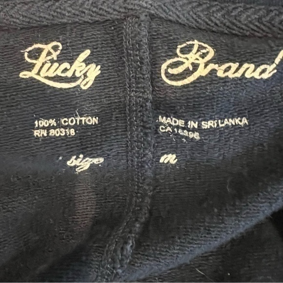 Lucky Brand Womens Jacket Coat Blue Waterfall Ruffle Neck Buttons Drawstring M - Picture 5 of 8
